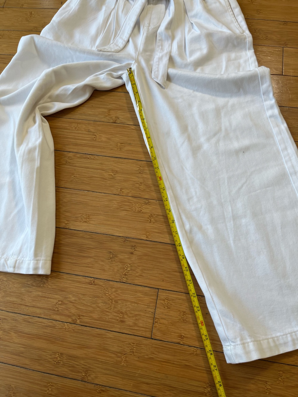Lands' End White Wide-Leg Belted Paperbag Waist Pants - Picture 6 of 9
